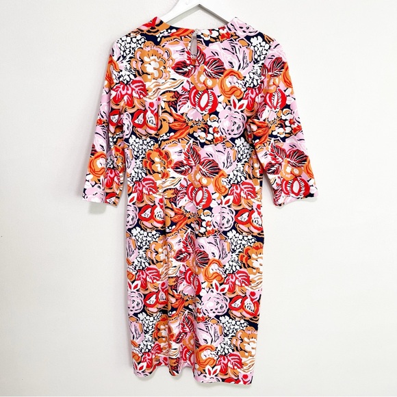 BOGO! J. McLaughlin Catalyst Dress Navy Orange Gardenia Print Size Large - Picture 6 of 9